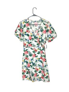NWT Old Navy floral linen puff sleeve mini dress size xl cottage core garden